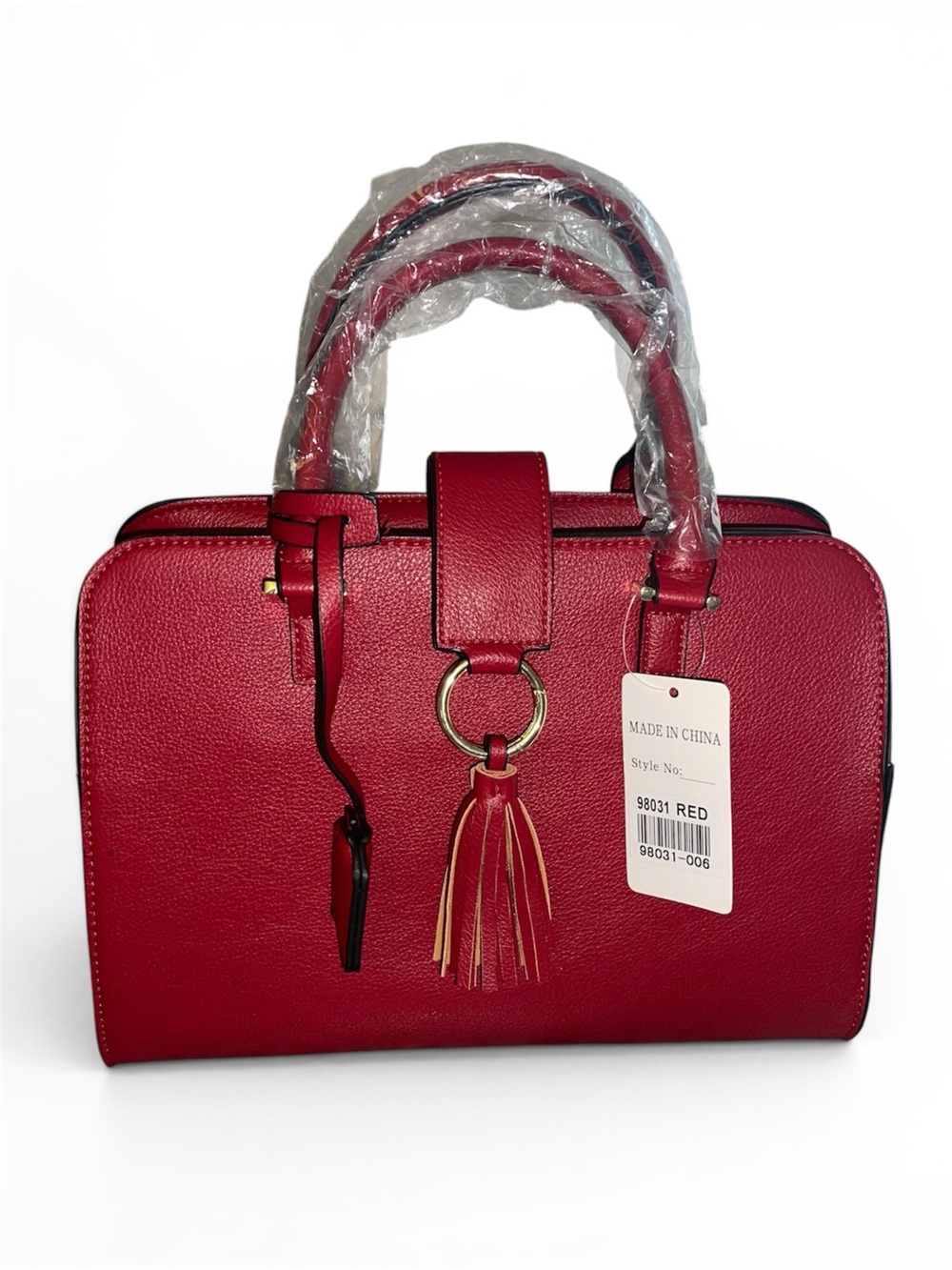 WOMENS RED SATCHEL CROSSBODY HANDBAG